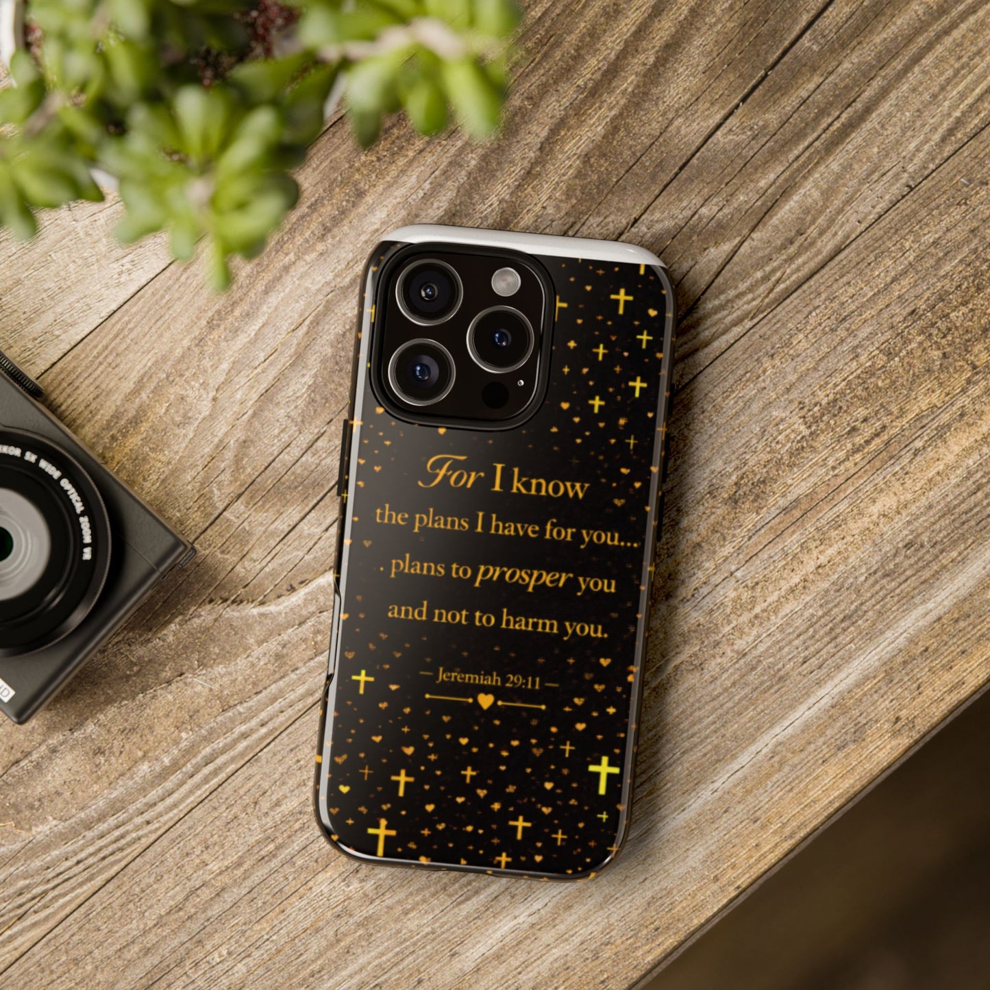 Phone Case — "For I Know" Jeremiah 29:11 Gold Cross Christian Tough Case