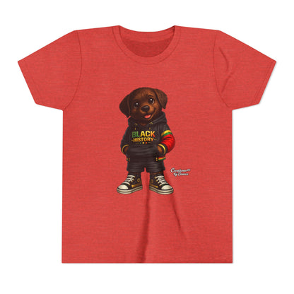 Youth Tee — Cute Puppy 'Black History' Graphic Shirt