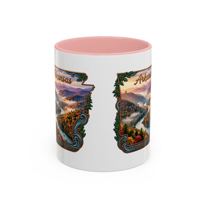 Arkansas Scenic Coffee Mug — Vintage State Map River Landscape (11/15 oz)
