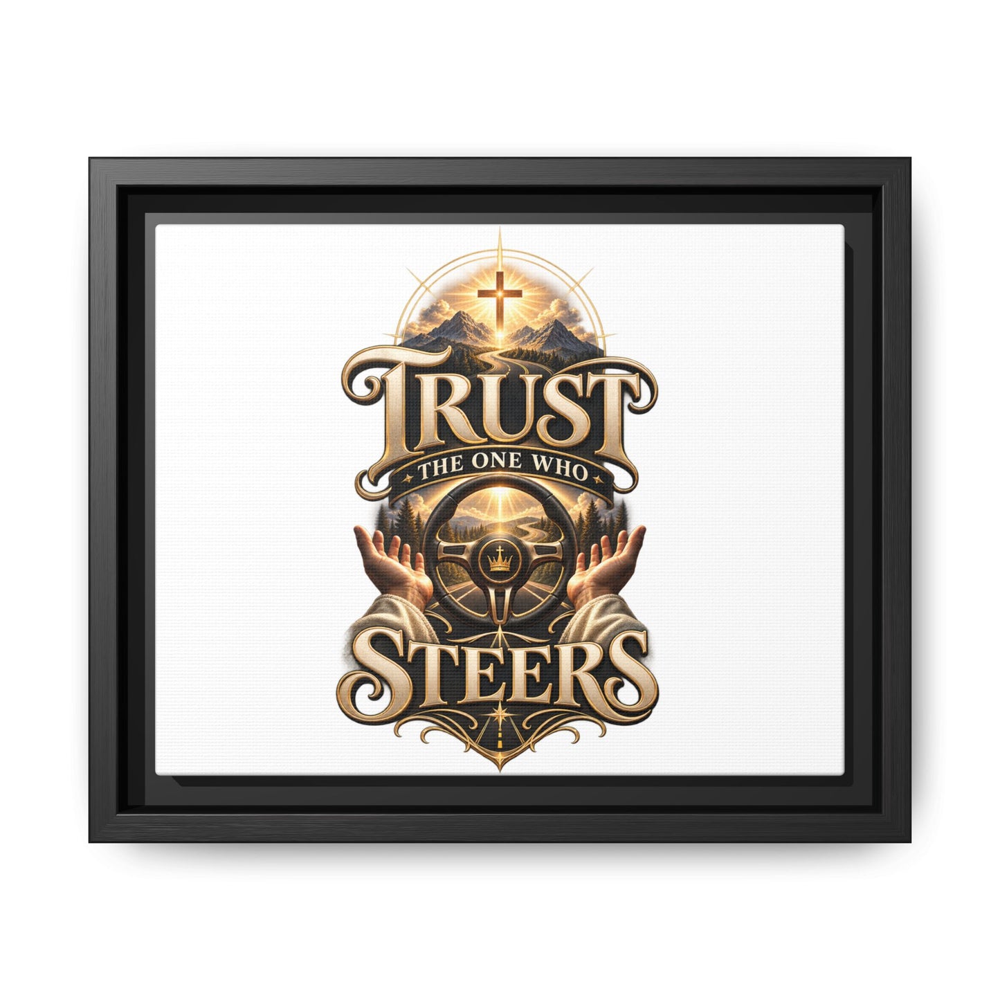 Trust He Guides Framed Canvas — Christian Inspirational Wall Art
