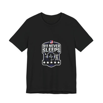 911 Never Sleeps T‑Shirt — Emergency Responder Tribute Tee