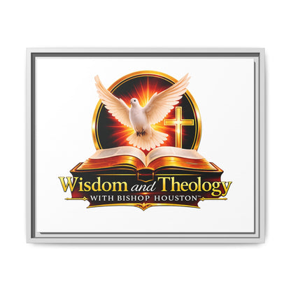 Framed Canvas Print — "Wisdom and Theology" Dove & Bible Wall Art