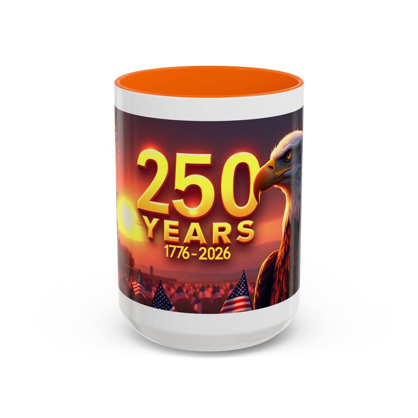 250 Years 1776–2026 Eagle Coffee Mug — Patriotic Anniversary 250th USA Celebration