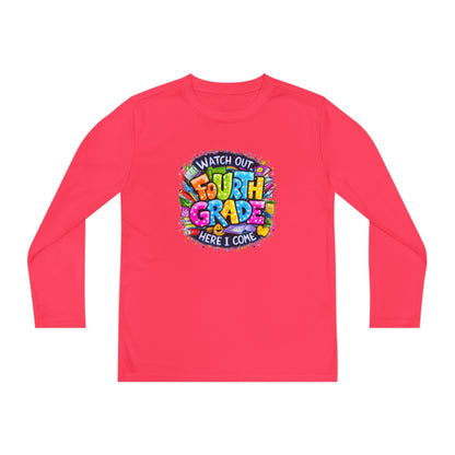 Fourth Grade Kids Long Sleeve Tee — "Watch Out Fourth Grade Here I Come"