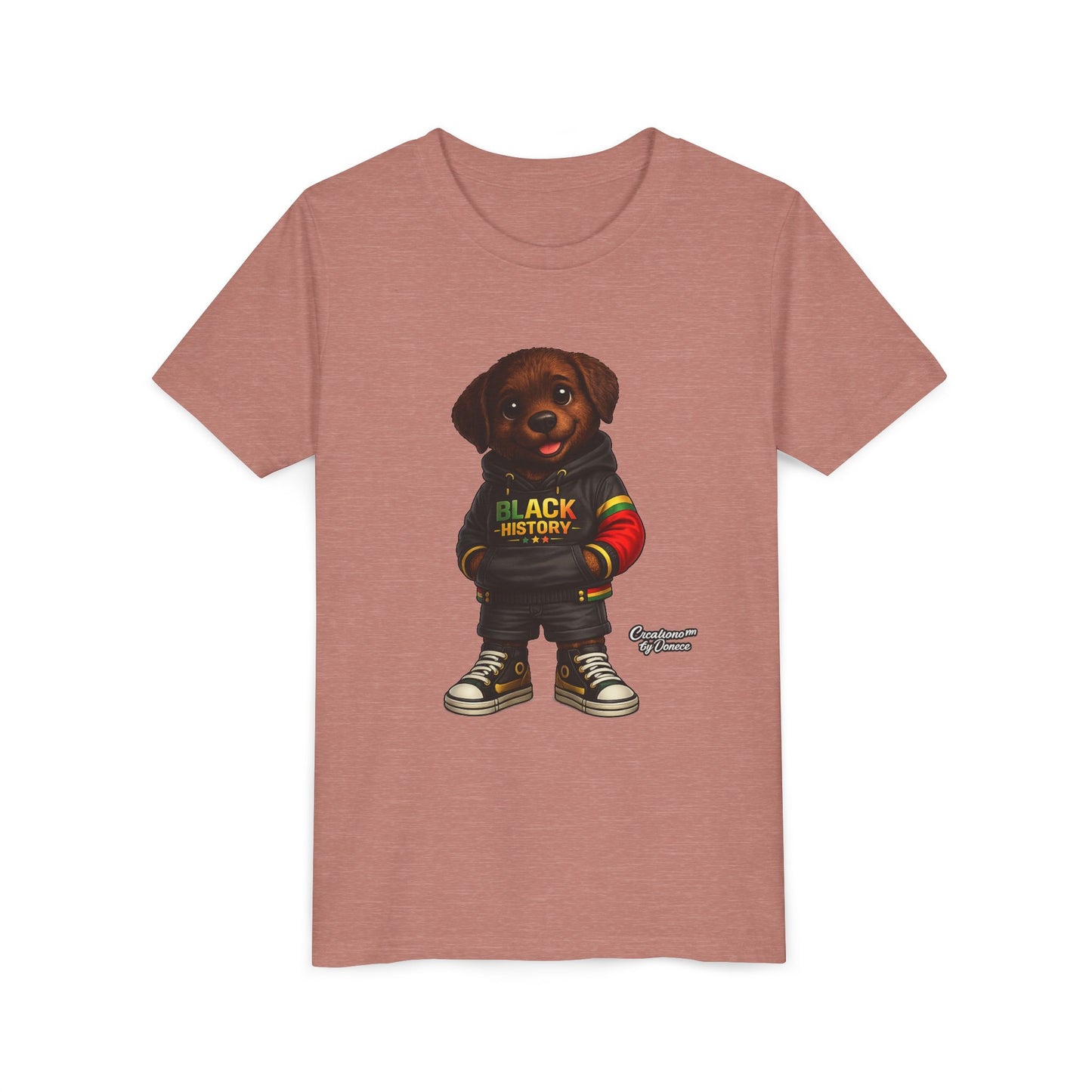 Youth Tee — Cute Puppy 'Black History' Graphic Shirt