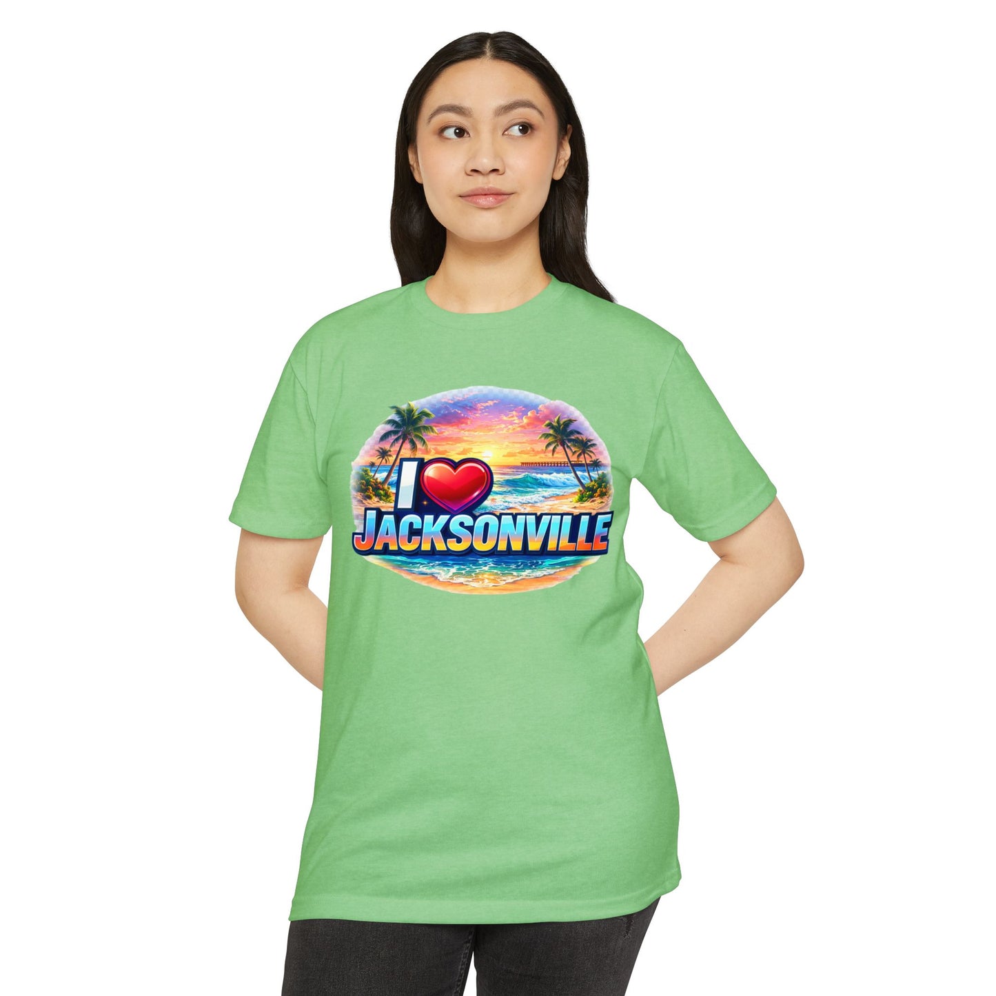 I  Jacksonville Beach T-Shirt — Retro Sunset Palm Vacation Tee