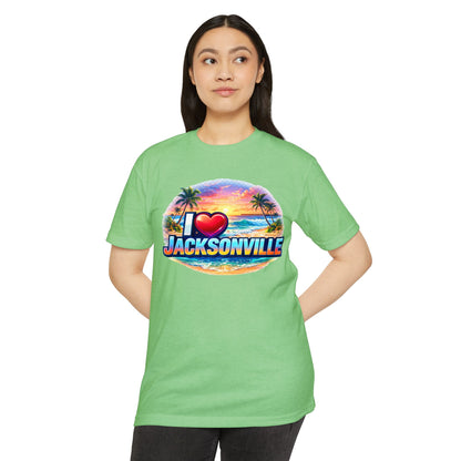 I  Jacksonville Beach T-Shirt — Retro Sunset Palm Vacation Tee