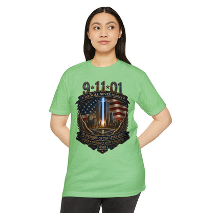 9/11 Memorial T-Shirt — "We Will Never Forget" Tribute Tee