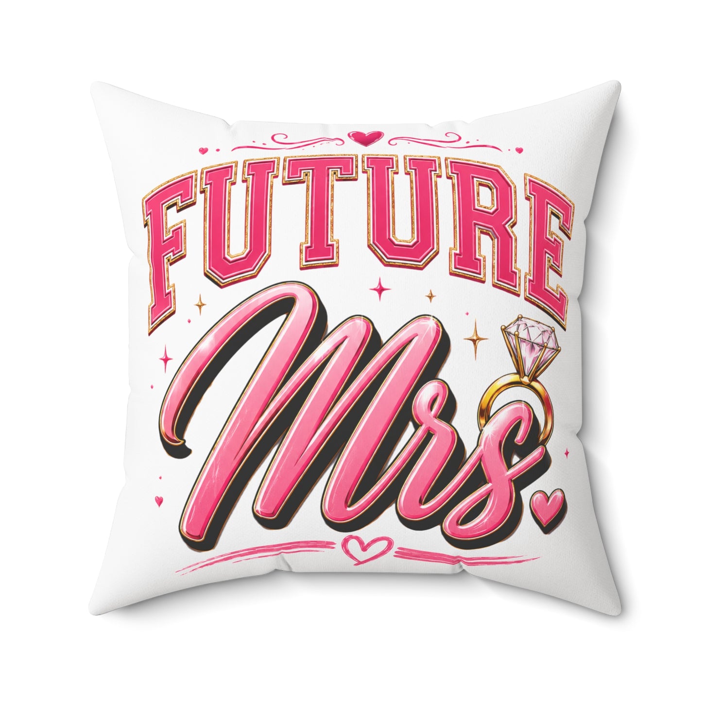 Future Mrs. Decorative Pillow — Bridal Engagement Ring Accent Cushion