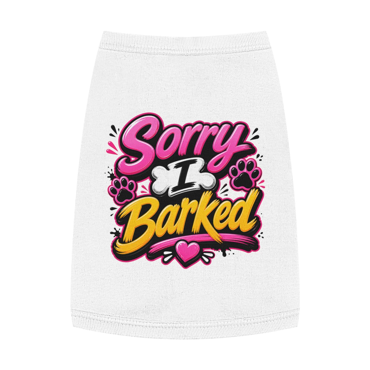 Dog Tank Top — “Sorry I Barked” Cute Paw Print Pet Shirt