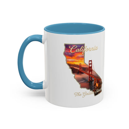 California State Shape Accent Mug – Golden Gate Sunset Coffee Cup (11/15oz)