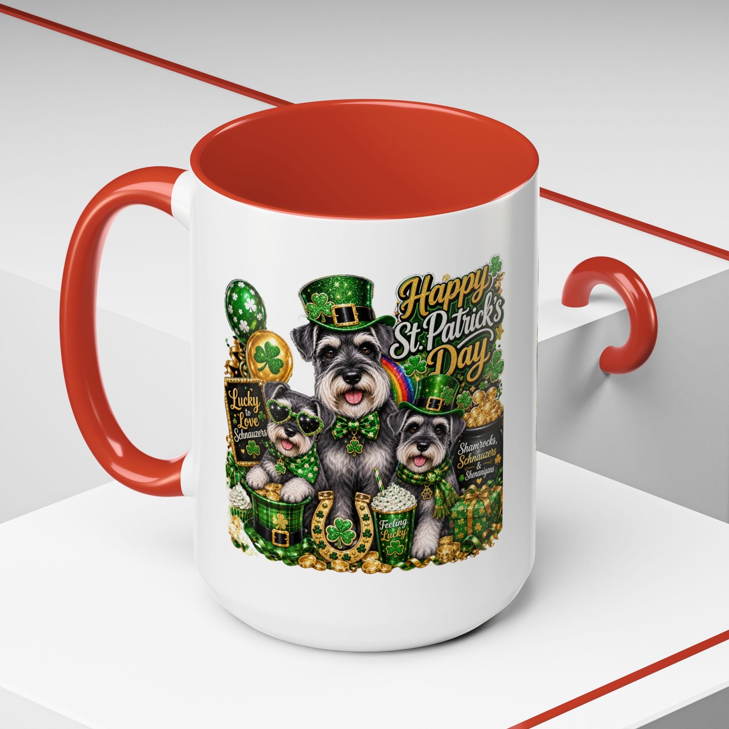 St. Patrick’s Day Dog Coffee Mug — Happy St. Patrick’s Day Accent Mug (11/15oz)