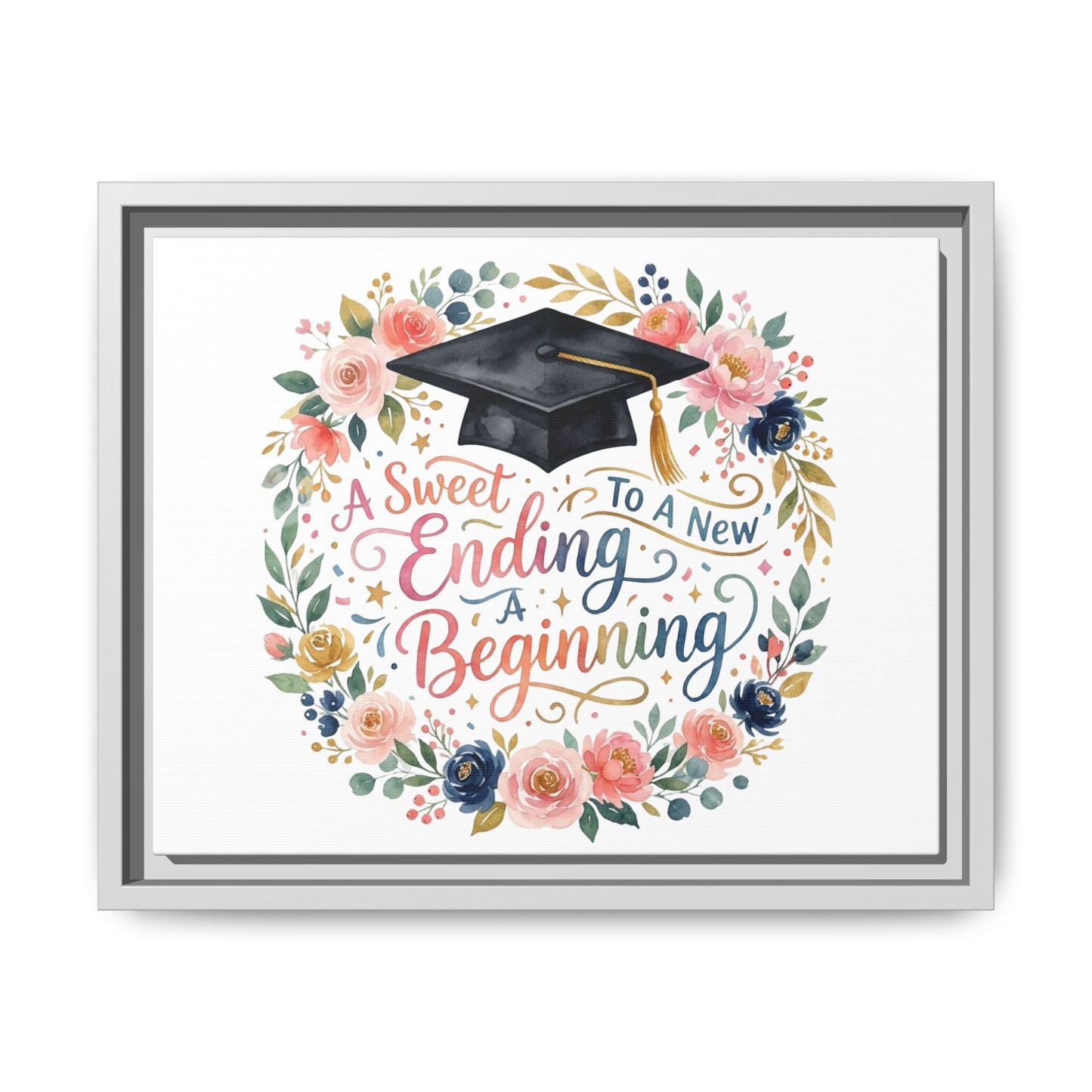 Graduation Canvas Print – “A Sweet Ending to a New Beginning” Framed Wall Art