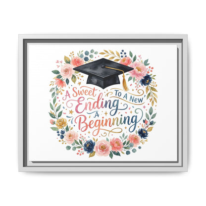 Graduation Canvas Print – “A Sweet Ending to a New Beginning” Framed Wall Art