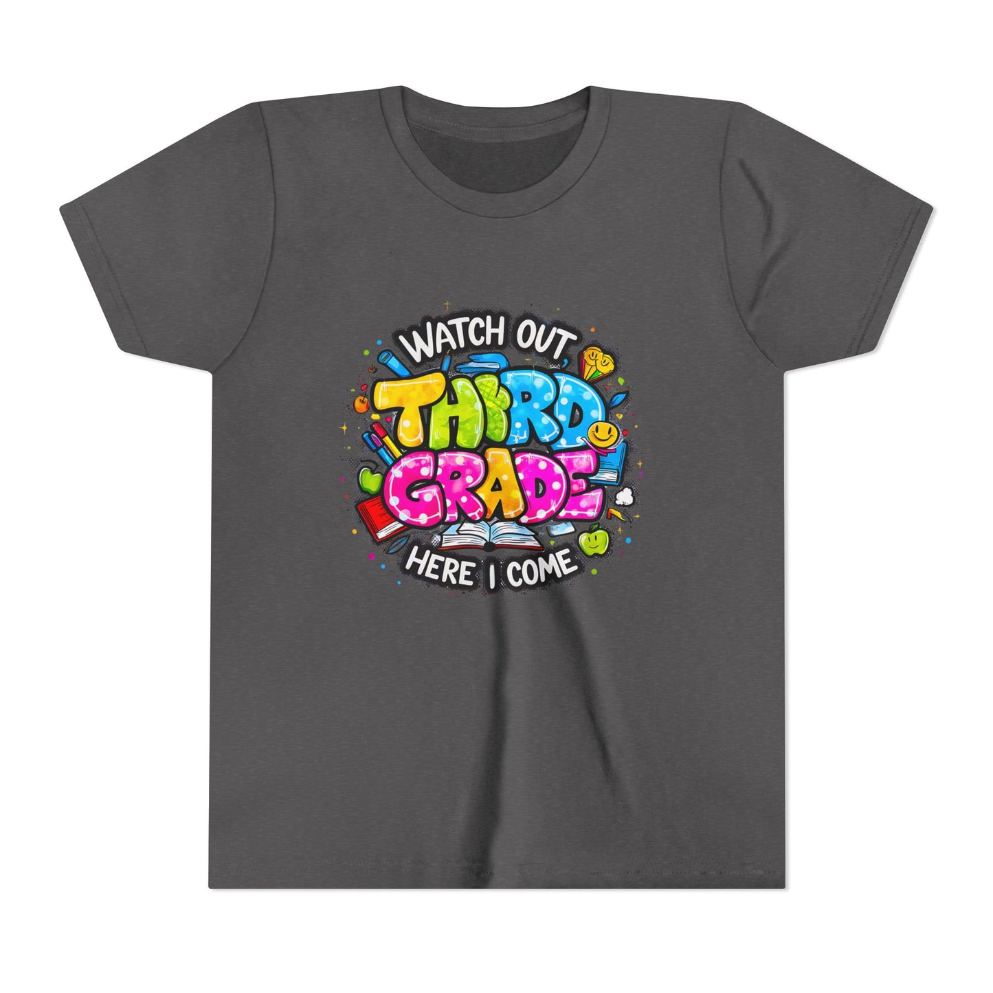 Third Grade Kids T‑Shirt — "Watch Out Third Grade Here I Come" Back-to-School Tee