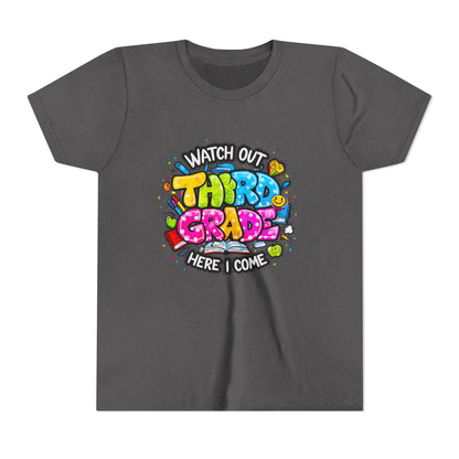 Third Grade Kids T‑Shirt — "Watch Out Third Grade Here I Come" Back-to-School Tee