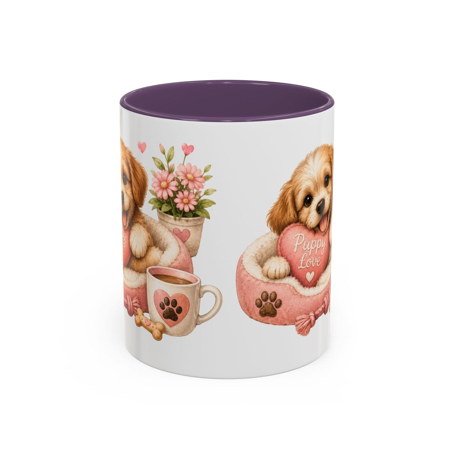 Puppy Love Coffee Mug — Cute Dog Heart Accent Mug (11/15oz)