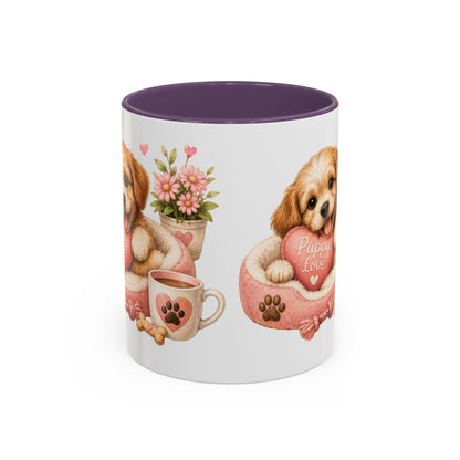 Puppy Love Coffee Mug — Cute Dog Heart Accent Mug (11/15oz)