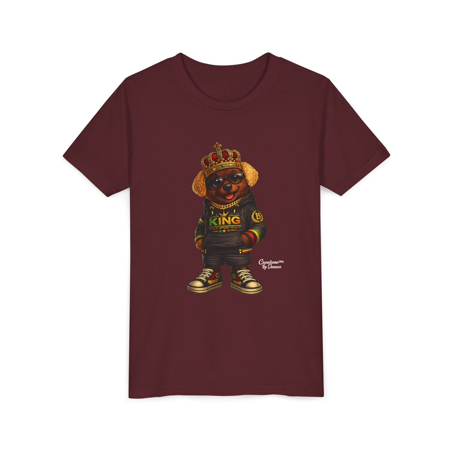 Youth Tee — 'Lil King' Crowned Bear Graphic Shirt