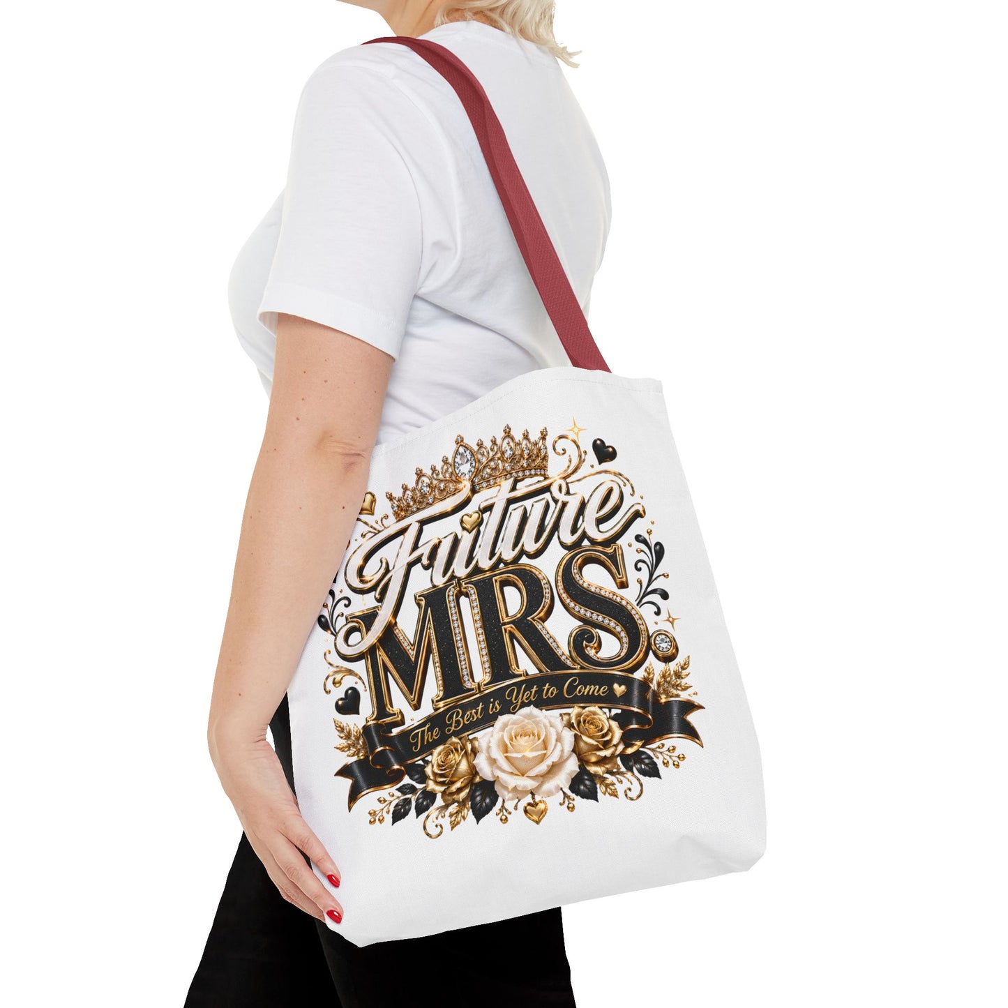 Future Mrs. Tote Bag — Bridal Bachelorette Gift Bag with Gold Crown Design