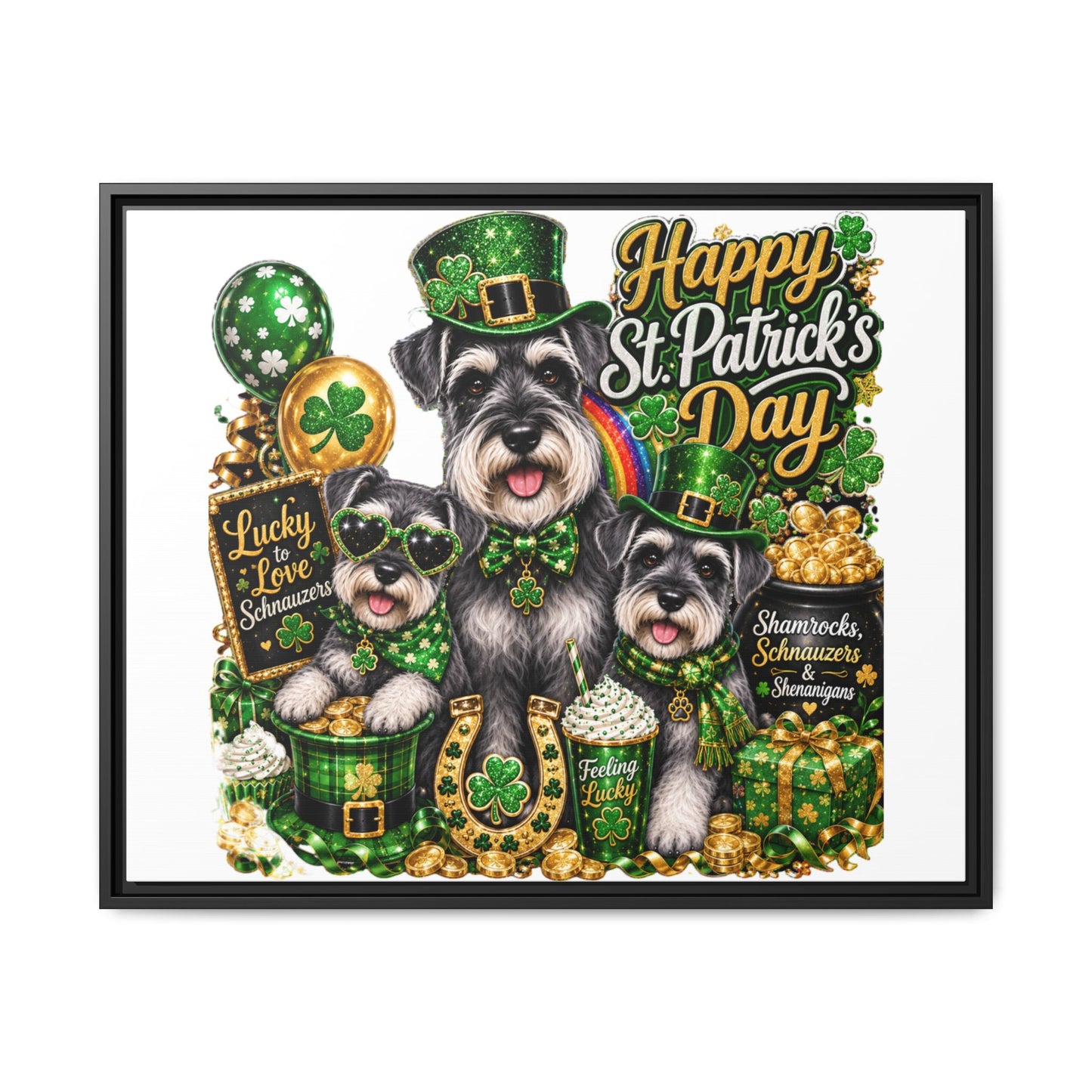 Happy St. Patrick's Day Schnauzer Canvas Print