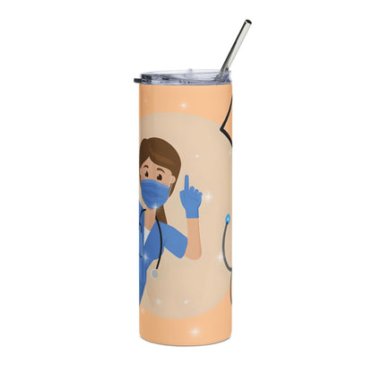 Nurse Appreciation 20oz Stainless Tumbler — Cute Nurse Graphic with Stethoscope & Mask