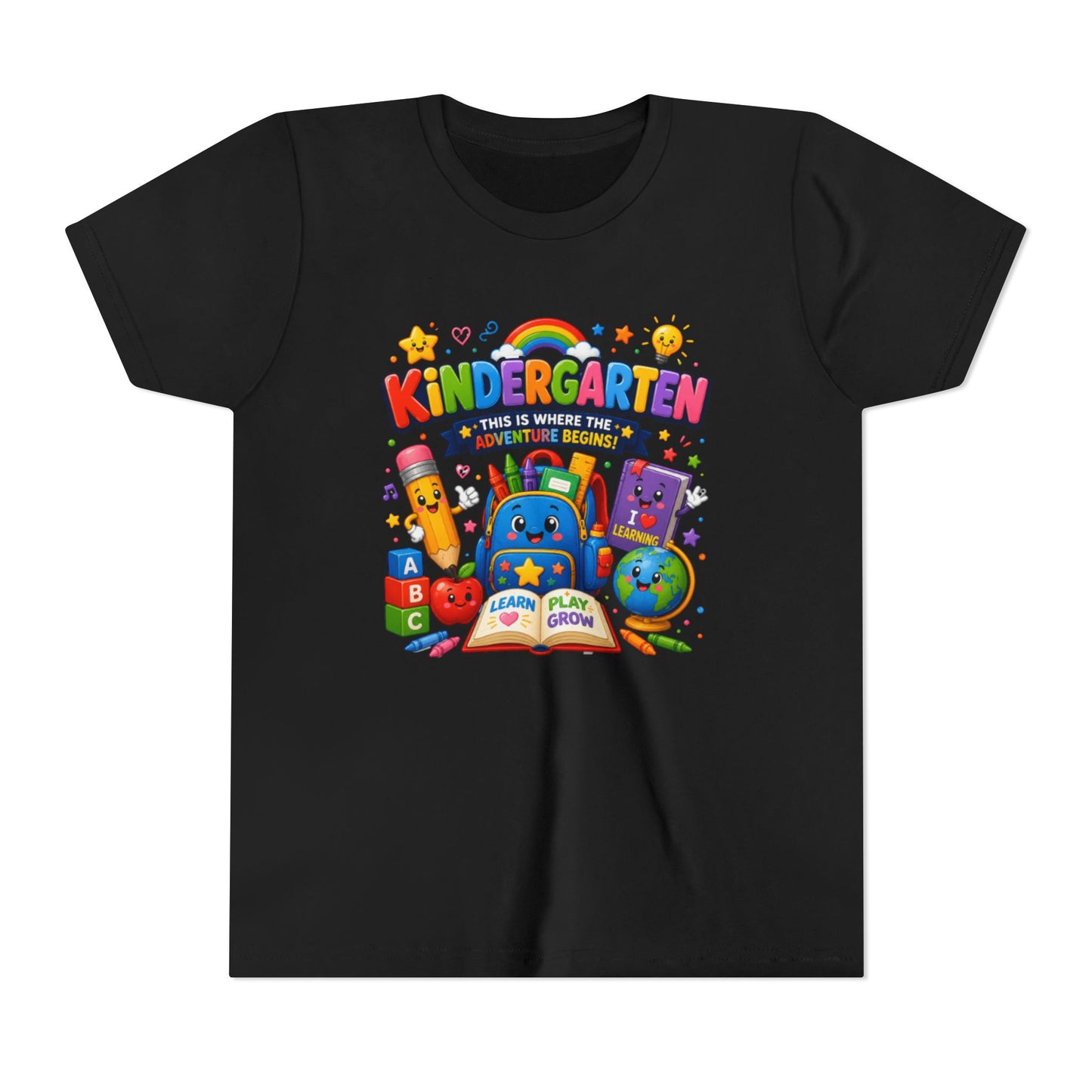 Kindergarten Kids T‑Shirt — 'Kindergarten: This Is Where the Fun Begins' Colorful Back-to-School Tee