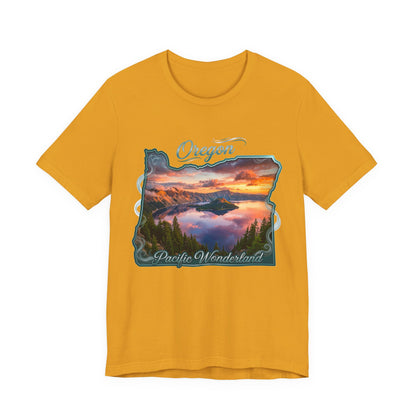 Oregon Pacific Wonderland T‑Shirt — Scenic Sunset State Map Tee