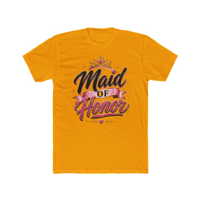Maid of Honor T-Shirt — Bridal Party Tee with Crown & Pink Ribbon Design