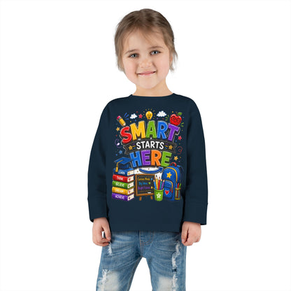 Smart Starts Here Toddler Long Sleeve Tee — Back-to-School Kids Shirt