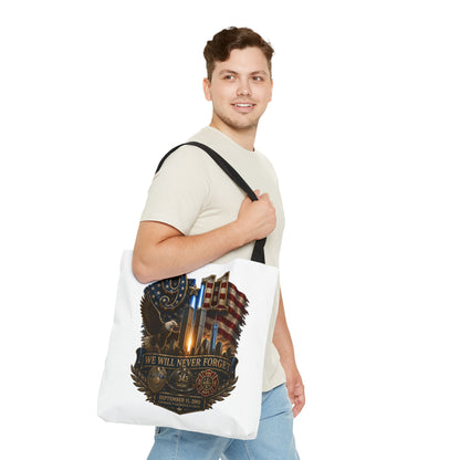 9/11 Memorial Tote Bag — "We Will Never Forget" Patriotic Tribute