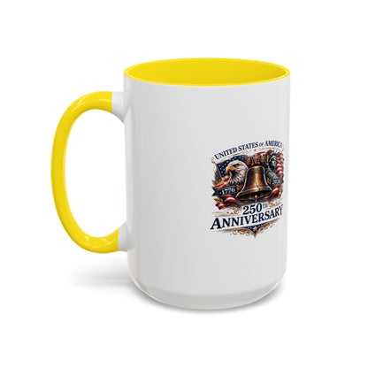 250th Anniversary Accent Coffee Mug — Patriotic United States Bell & Eagle Design (11/15 oz)
