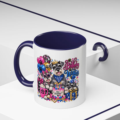 Birthday Wishes Dog Coffee Mug — Cute Paw Print Celebration Mug (11/15oz)