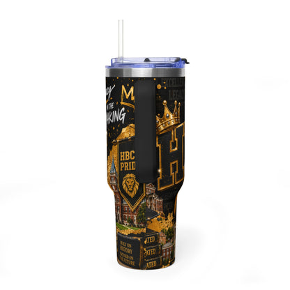 HBCU Graduate 40oz Vacuum Tumbler – Black & Gold Commencement Travel Mug