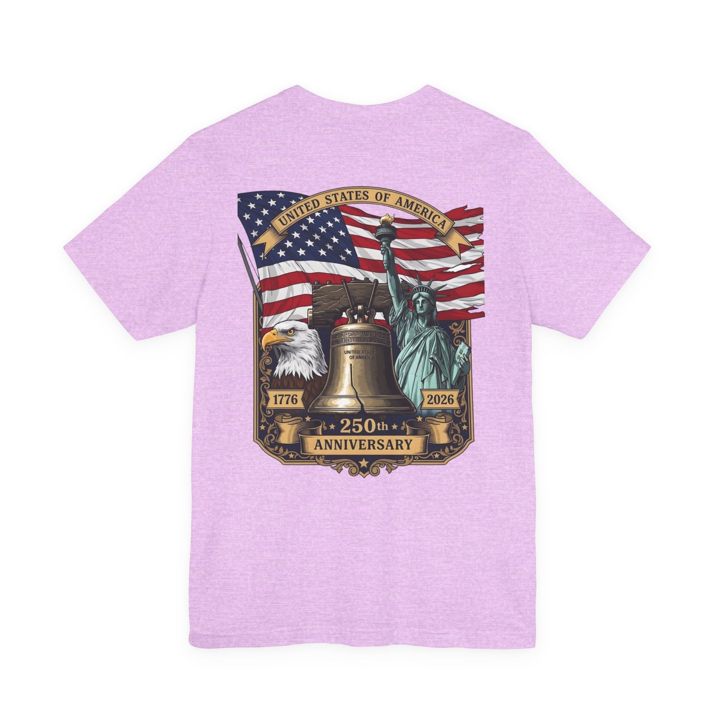 Patriotic 250th Anniversary T-Shirt - Liberty Bell, Bald Eagle & Statue of Liberty