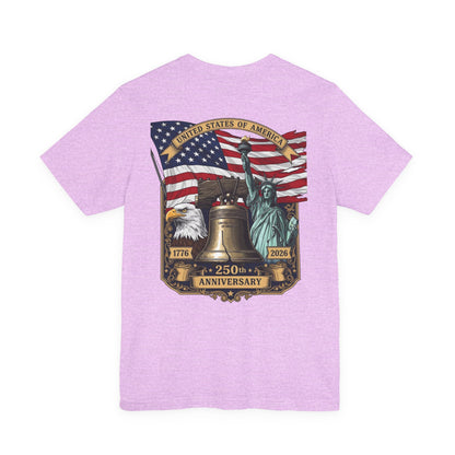 Patriotic 250th Anniversary T-Shirt - Liberty Bell, Bald Eagle & Statue of Liberty