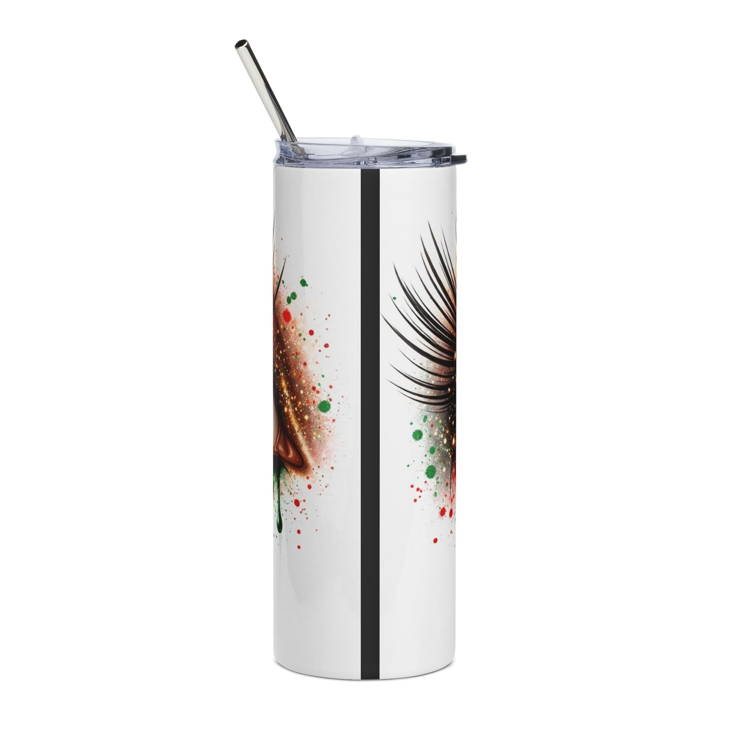 20oz Stainless Tumbler — Afrocentric Eye Drip Design (Red Black Green)