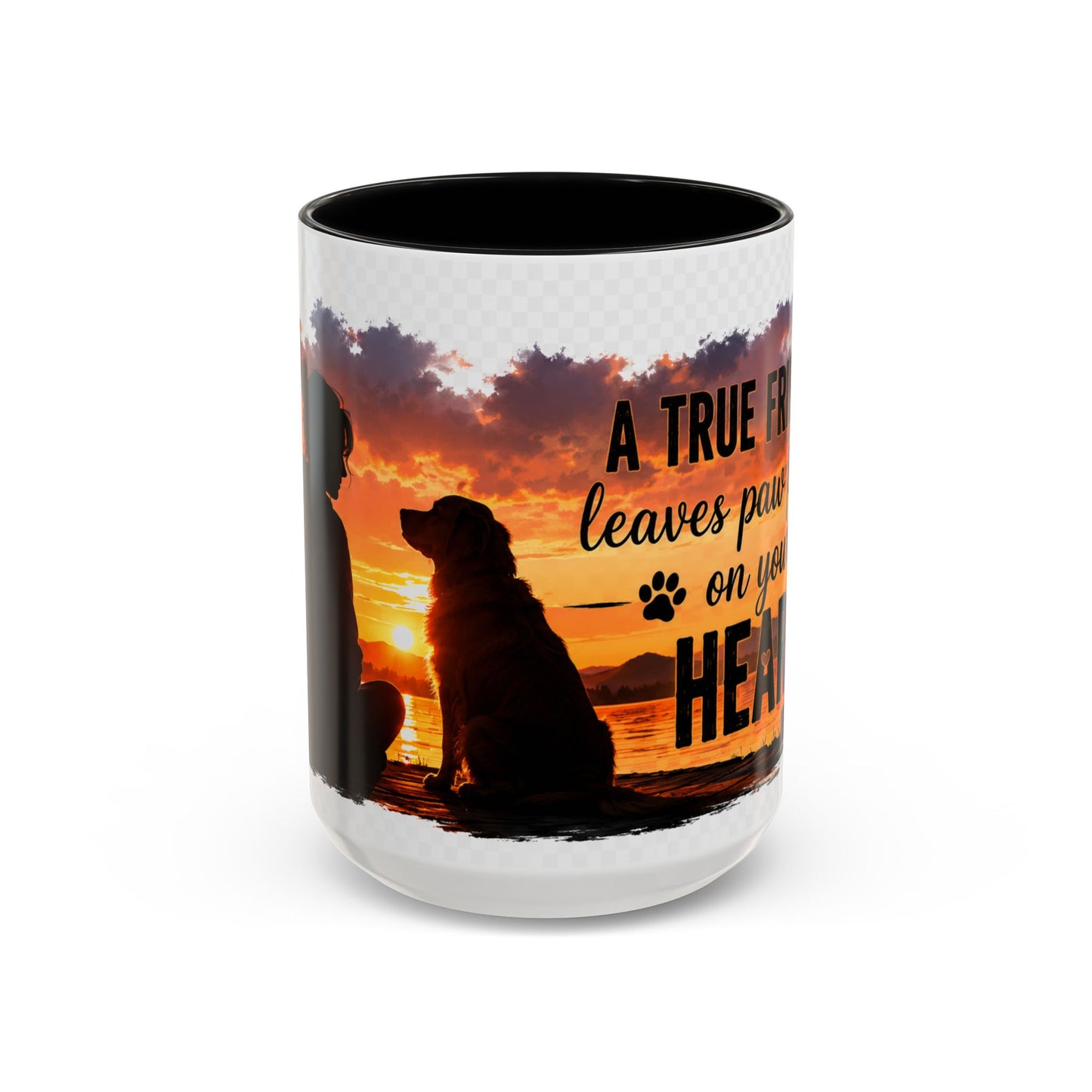 Dog Lover Coffee Mug - "A True Friend Leaves Paw Prints on Your Heart" Accent Mug (11/15oz)