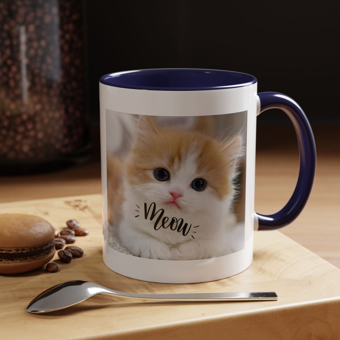 Cat Photo Coffee Mug - Cute Kitten 'Meow' Accent Mug (11/15oz)