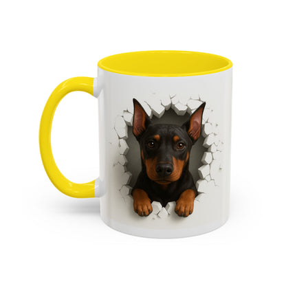 Doberman Peekaboo Accent Coffee Mug – Cute Dog Lover Gift (11/15oz)