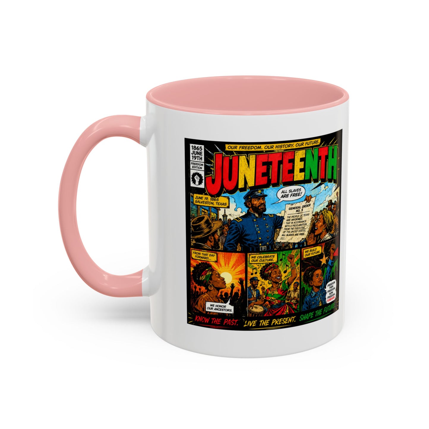 Juneteenth Comic Art Coffee Mug — Celebratory Black History Accent Mug