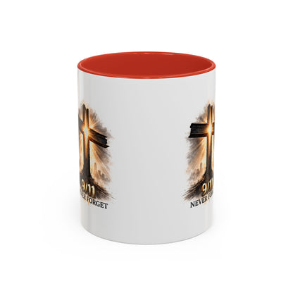 9/11 Never Forget Coffee Mug — Religious Memorial Accent Mug