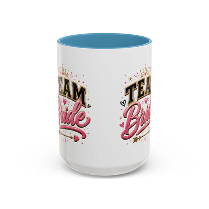Team Bride Accent Coffee Mug — Pink & Gold Bachelorette Bridal Shower Gift (11/15 oz)