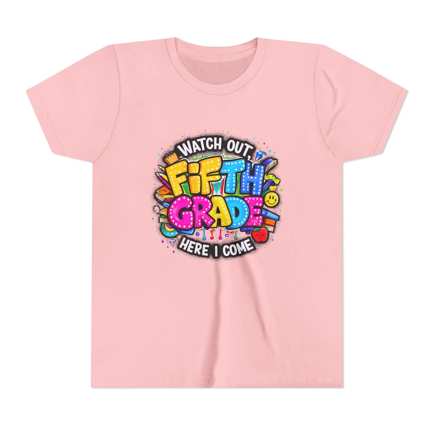Fifth Grade T‑Shirt for Kids - "Watch Out Fifth Grade Here I Come" Back-to-School Tee