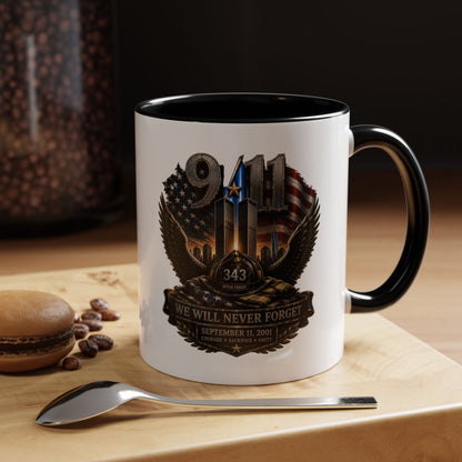 9/11 Memorial Coffee Mug - 'We Will Never Forget' Tribute Accent Mug