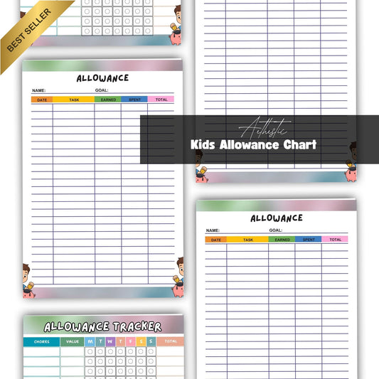 Kids Allowance Chart Printable | Money Management & Savings Tracker for Children