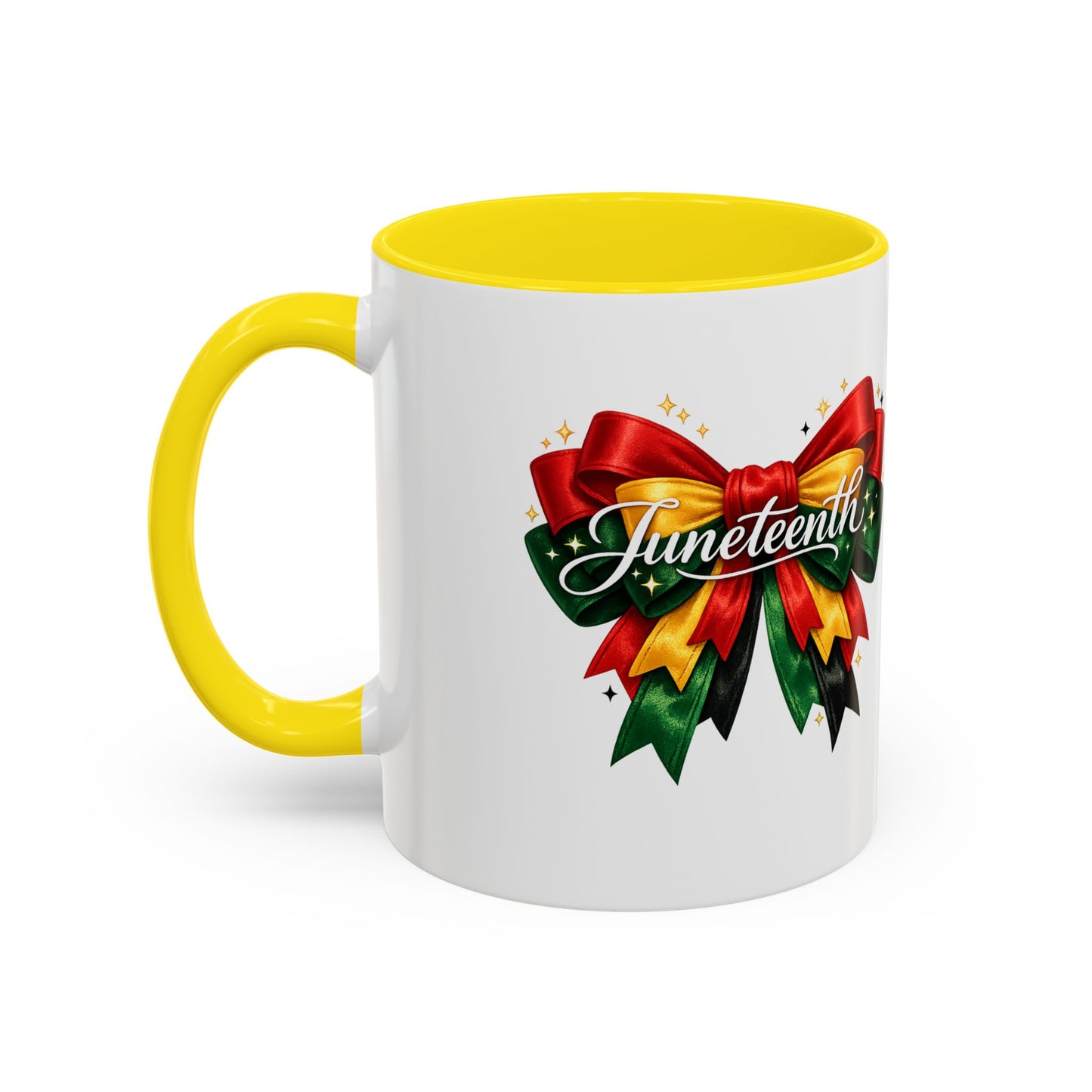 Juneteenth Ribbon Coffee Mug — Black/Red/Green Celebration Accent Mug