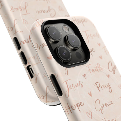 Christian Words Tough Magnetic Phone Case — Hope Pray Grace Jesus Faith
