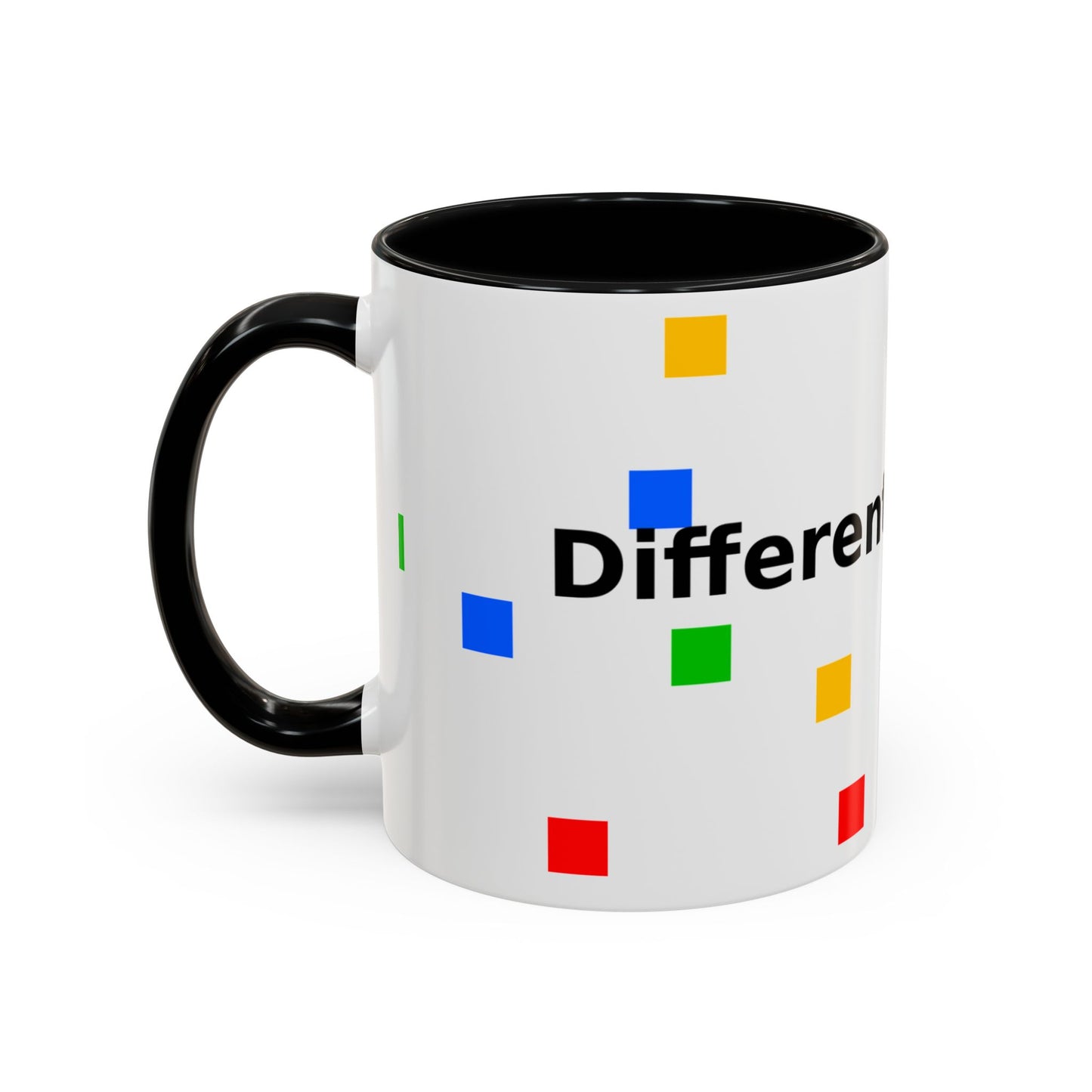 Accent Coffee Mug — 'Different Not Less' Pride-Inclusive Color Block Design (11/15oz)