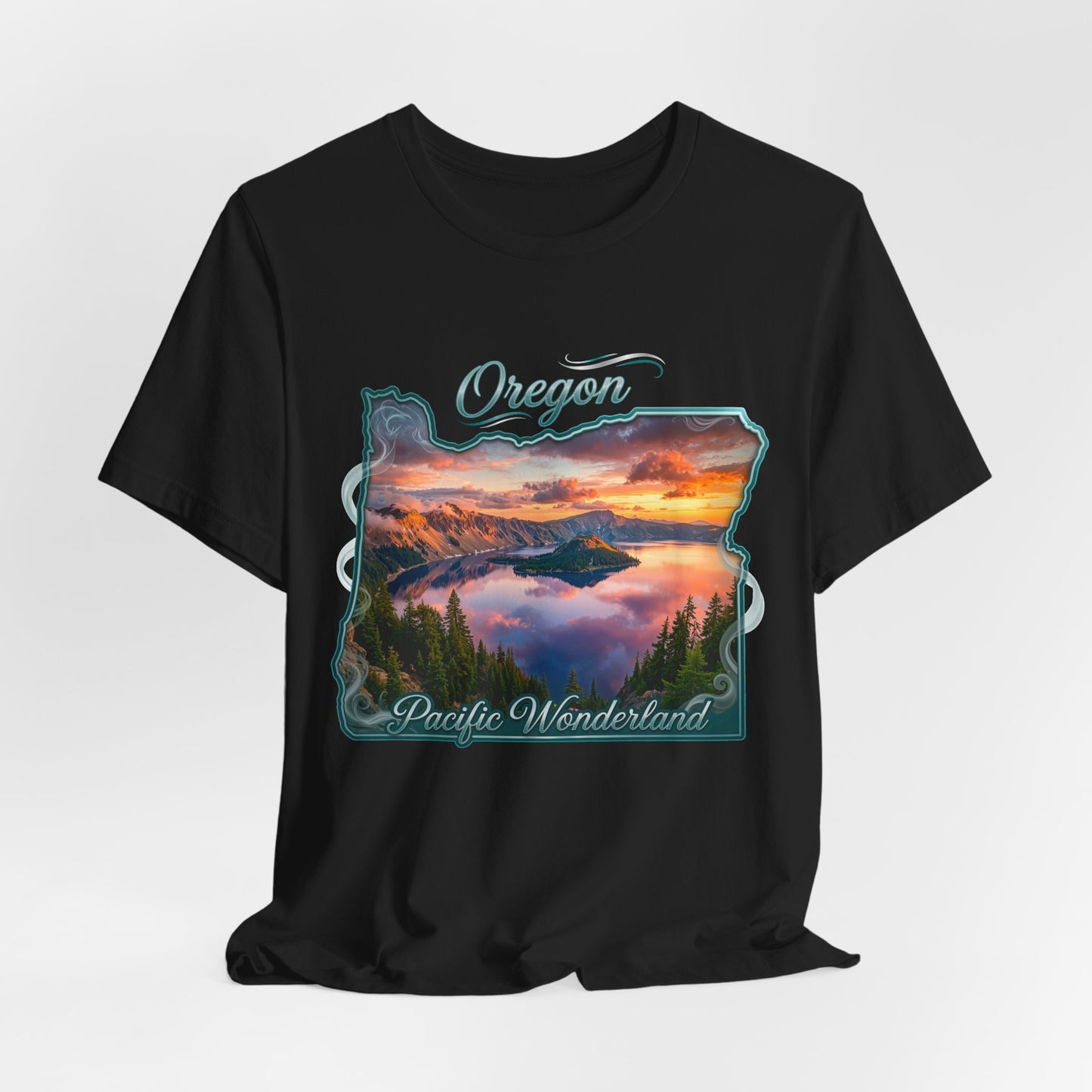Oregon Pacific Wonderland T‑Shirt — Scenic Sunset State Map Tee